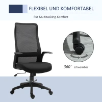 Vinsetto Bürostuhl Kopflehne Home-Office-Stuhl höhenverstellbarer Schreibtischstuhl ergonomisch 360°-Drehräder Büro Schaumstoff Nylon Schwarz 62 x 62 x 113-122 cm(m-7)