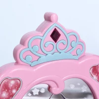 Toaletka dla dzieci 2-częściowy toaletka z taboretem muzyka oświetlenie lustro różowa+biała(m-9)