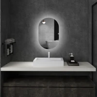 kleankin Espelho Casa de Banho com Luzes LED 81x51 cm 3 Cores Ajustáveis Função Antiembaciamento e Interruptor Tátil Prata(m-2)