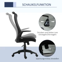 Vinsetto Bürostuhl Kopflehne Home-Office-Stuhl höhenverstellbarer Schreibtischstuhl ergonomisch 360°-Drehräder Büro Schaumstoff Nylon Schwarz 62 x 62 x 113-122 cm(m-5)