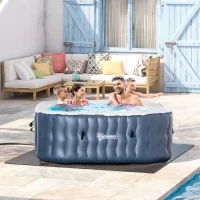 Outsunny Spa Idromassaggio Gonfiabile con 108 Getti e Riscaldamento 40°C, per 4-6 Persone, 180x180x68cm, Blu Scuro(m-2)