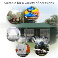 Outsunny 6x3 m Party Tent Gazebo Marquee Outdoor Patio Canopy Shelter with Windows and Side Panels, Green(m-7)