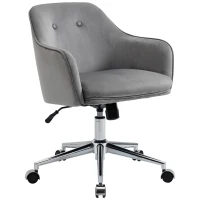 Vinsetto Bürostuhl mit Wippenfunktion  Home-Office-Stuhl höhenverstellbarer Schreibtischstuhl ergonomisch 360°-Drehräder Samt-Touch-Polyester Nylon Hellgrau 61 x 59 x 80,5-90,5 cm(m-1)