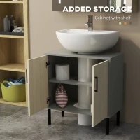 kleankin Under Sink Cabinet, Bathroom Vanity Unit, Storage Cupboard with Double Doors and Storage Shelves, 60x30x60cm, Natural(m-5)