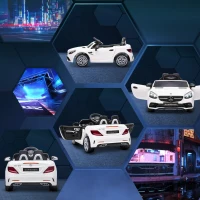 AIYAPLAY Elektryczny samochód dla dzieci, z diodami LED, pasem bezpieczeństwa, klaksonem, muzyką, 3 do 5 km/h, biały, 107 x 62,5 x 44 cm(m-7)