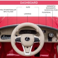 HOMCOM Samochód dziecięcy Lexus samochód elektryczny dla dzieci z muzyką MP3 światłami czerwony(m-7)