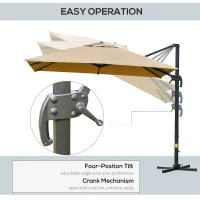 Outsunny Umbrela de Gradina Brat 300x300m Manivela si Pivotanta 360 ​​°(m-5)