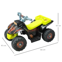 HOMCOM Elektryczny motocykl elektryczny Quad Kids Car Samochód elektryczny Motocykl dla dzieci Żółty(m-3)