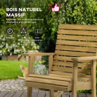 Outsunny Fauteuil à bascule rocking chair d'extérieur jardin en bois massif - 64 x 86 x 85 cm marron(m-4)
