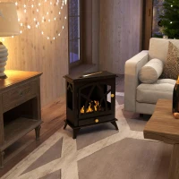 HOMCOM Camino a Bioetanolo da Terra con Bruciatore da 1.2L e Copertura 25㎡, 45x28x54cm, Nero(m-2)