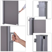 Outsunny Store latéral brise-vue rétractable 300 x 200 cm, paravent extérieur en aluminium, protection solaire, brise-vue extensible pour balcon, jardin, terrasse, gris(m-7)