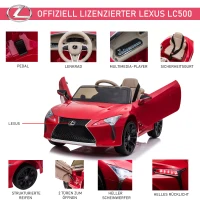 HOMCOM Samochód dziecięcy Lexus samochód elektryczny dla dzieci z muzyką MP3 światłami czerwony(m-6)