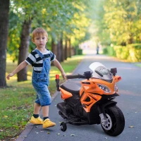 HOMCOM Kinder Polizei Elektromotorrad Polizeimotorrad Elektroauto Kinderwagen für 18 bis 36 Monaten mit 2 Scheinwerfer Polizeilichter Elektroquad Orange+Schwarz 69 x 39 x 43 cm(m-2)