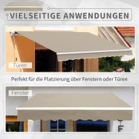 Outsunny Gelenkarmmarkise Verstellbare Klemmmarkise Terrassenmarkise 3,95 x 3m Sonnenschutz mit Kurbel, Balkonmarkise, Beige(m-5)