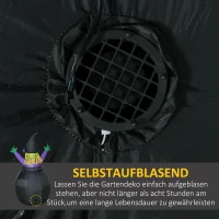 HOMCOM Halloween-Dekoration, Hexe im Hexenkessel, selbstaufblasbar, interne LED-Beleuchtung, 1,15 x 0,95 x 1,75m(m-6)