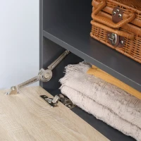 HOMCOM Organizator de intrare cu banca de pantofi, cuier pentru hol cu suport pentru haine si raft, gri si natural(m-9)
