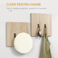 HOMCOM Organizator de intrare cu banca de pantofi, cuier pentru hol cu suport pentru haine si raft, gri si natural(m-5)