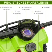 HOMCOM Kinder Quad Elektro 6V Kinderquad mit Vorwärtsfunktion, Musik, Elektro-Quad für Kinder 1,5-3 Jahre Grün(m-6)
