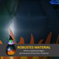 HOMCOM Halloween-Dekoration, Hexe im Hexenkessel, selbstaufblasbar, interne LED-Beleuchtung, 1,15 x 0,95 x 1,75m(m-5)