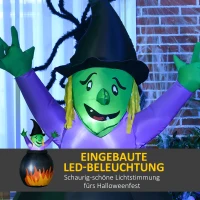 HOMCOM Halloween-Dekoration, Hexe im Hexenkessel, selbstaufblasbar, interne LED-Beleuchtung, 1,15 x 0,95 x 1,75m(m-4)