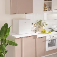 HOMCOM Mini Nevera Silenciosa 46 L Clase F Frigorífico Pequeño con Temperatura Regulable y Puerta Reversible 48x44x49 cm Blanco(m-2)