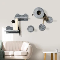 PawHut 5PCs Cat Wall Furniture with Perch, Cat House, Scratching Post(m-10)