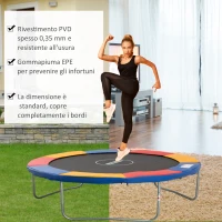 HOMCOM Copertura Tappeto Elastico Ø305x1.5 cm Pieghevole e Portatile, Protezione Trampolino da Giardino in Plastica, PE e Schiuma EPE, Rosso, Blu e Giallo(m-6)