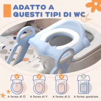 ZONEKIZ Riduttore Water con Scaletta Pieghevole, Maniglie Laterali e Cuscino Rimovibile, 67.9x42.8x51.5 cm, Azzurro(m-4)