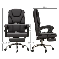 Vinsetto Cadeira de Escritório com 6 Pontos de Massagem Reclinável de PU com Controlo Remoto e Altura Ajustável 63x57x118-126 cm(m-3)