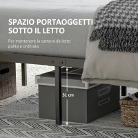 HOMCOM Struttura Letto in Truciolato con Testiera e Pediera, Supporto a Doghe e Contenitore, 149x207x104cm, Marrone(m-5)