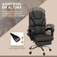 Vinsetto Cadeira de Escritório com 6 Pontos de Massagem Reclinável de PU com Controlo Remoto e Altura Ajustável 63x57x118-126 cm(m-5)