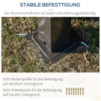 Outsunny Gartenpavillon mit Schiebedach, wetterbeständig, inkl. Moskitonetz, 365 cm x 300 cm x 262 cm, Schwarz + Khaki(m-7)