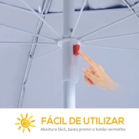 Outsunny Chapéu de Sol de Praia com Painéis Laterais Tipo Tenda Chapéu de Sol para Praia com Proteção UV50 Φ210x222cm Azul(m-5)