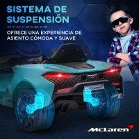 HOMCOM Coche Eléctrico 12V para Niños Mclaren con Mando a Distancia Música Bocina Faros Velocidad 2-5 km/h 126x65x52 cm Azul(m-7)
