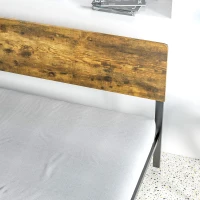 HOMCOM Struttura Letto in Truciolato con Testiera e Pediera, Supporto a Doghe e Contenitore, 149x207x104cm, Marrone(m-9)