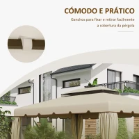Outsunny Toldo de Substituição para Pérgola 400x300 cm com Duplo Teto e 8 Orifícios de Drenagem Bege(m-6)