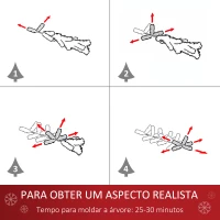 HOMCOM Árvore de Natal Artificial 150cm Ignífugo com 360 Ramos 38 Bagas Folhas de PVC Base Dobrável e Suporte Metálico Verde(m-5)