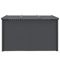 Outsunny Altana ogrodowa, Altanka, z przesuwnym dachem, z zasłonami, Rama aluminiowa, ciemnoszary, 3,65 x 2,55 x 2,05 m(m-8)