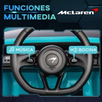HOMCOM Coche Eléctrico 12V para Niños Mclaren con Mando a Distancia Música Bocina Faros Velocidad 2-5 km/h 126x65x52 cm Azul(m-6)