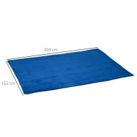 HOMCOM Coperta Double-Face in Flanella 220 GSM e Sherpa 260 GSM per Interno ed Esterno, 203x152x0.5 cm, Blu Scuro(m-3)