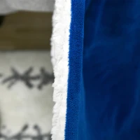 HOMCOM Coperta Double-Face in Flanella 220 GSM e Sherpa 260 GSM per Interno ed Esterno, 203x152x0.5 cm, Blu Scuro(m-7)