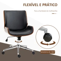 Vinsetto Cadeira de Escritório Operativa Giratória em PU com Altura Ajustável Função Inclinação 51x65,5x82-92cm Preto(m-6)