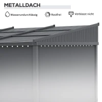 Outsunny Altana ogrodowa, Altanka, z przesuwnym dachem, z zasłonami, Rama aluminiowa, ciemnoszary, 3,65 x 2,55 x 2,05 m(m-5)