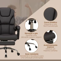 Vinsetto Cadeira de Escritório com 6 Pontos de Massagem Reclinável de PU com Controlo Remoto e Altura Ajustável 63x57x118-126 cm(m-7)