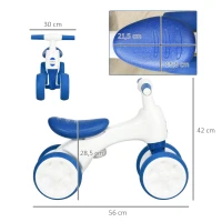 AIYAPLAY Bicicleta sem Pedais para Crianças de 18-36 Meses com Guiador Antiderrapante e 4 Rodas de Ø17 cm  56x30x42 cm Azul(m-3)