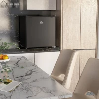 HOMCOM 46 Litre Table Top Mini Fridge, Small Fridge with Ice Box, Reversible Door, Adjustable Temperature and Legs, Mini Fridge for Bedrooms, Home Office, Black(m-9)
