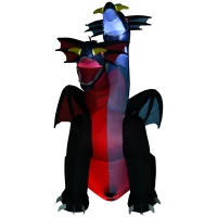 HOMCOM 7FT Tall Halloween Inflatable Dragon with 2 Heads and LED Lights, Blow Up Halloween Party Decoration for Indoor Outdoor Yard Lawn Garden(m-11)