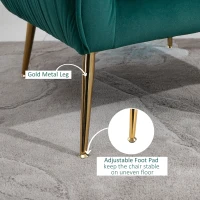 HOMCOM Velvet Tub chair, Luxury Accent Chair with Golden Metal Leg, Comfy Upholstered Armchair with Thick Padded Seat for Living Room, Green(m-5)