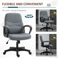 Vinsetto Office Chair, Fabric Desk Chair Mid Back Work Study Chair with Massage Lumbar Support, Adjustable Height and Swivel Wheels, Grey(m-6)