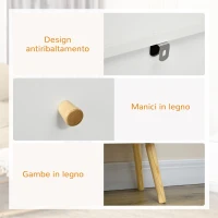 HOMCOM Cassettiera 3 Cassetti con Maniglie in Truciolato e Legno di Pino per Soggiorno e Camera, 80x30x80 cm, Bianco(m-6)